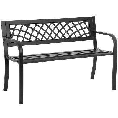 FDW Steel Patio Park Bench with Arms