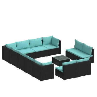 VidaXL Large Black Garden Lounge Configuration