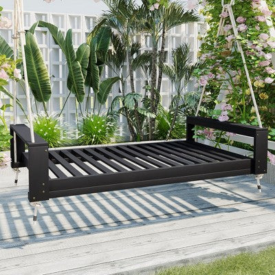 Rustic Twin-Size Acacia Porch Swing Bed