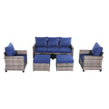 Yardgrace Navy Modular Sofa Set with Ottomans
