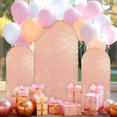 TROPOW 7.2FT Rose Gold Sequin Arch Cover