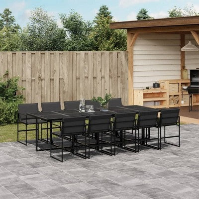 VidaXL Black Textilene Patio Dining Ensemble