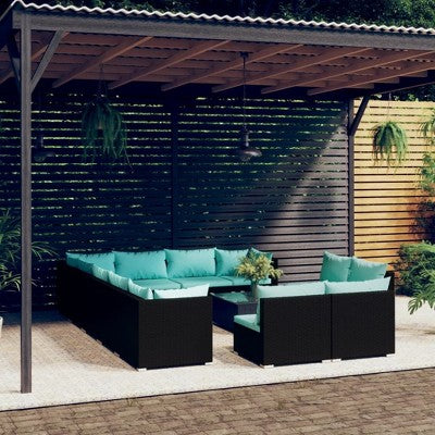 VidaXL Large Black Garden Lounge Configuration