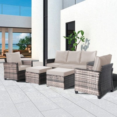 Yardgrace Navy Modular Sofa Set with Ottomans
