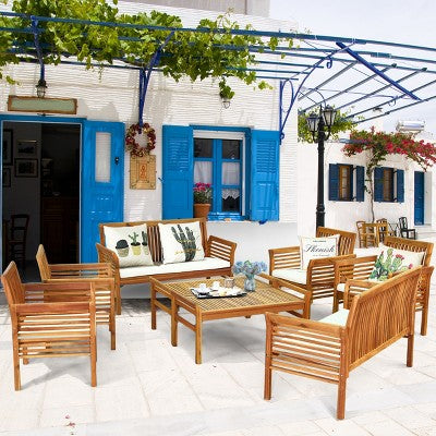 8-Piece Acacia Outdoor Sofa and Table Set