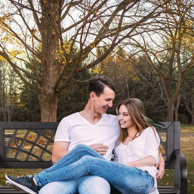 FDW Steel Patio Park Bench with Arms